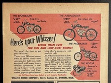 1951 “Here’s Your Whizzer!” Sportsman Ambassador Pacemaker motorbike vintage AD