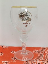 Ancien verre Bière Leffe Royale decor pied liseret
