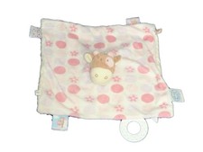 Doudou plat Vache rose blanc