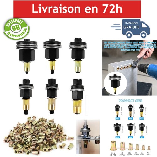186 écrous riveter m10 - Écrous, à