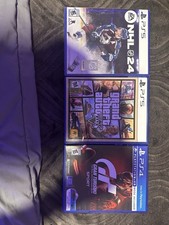 PlayStation Games Bundle NHL 24, GTA 5, And Grand Theft Auto Turismo Sport.