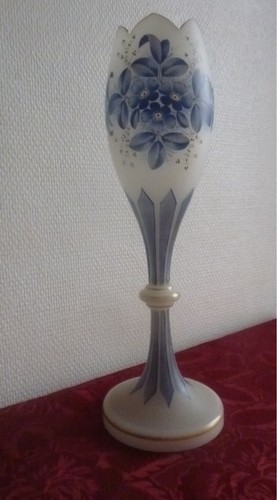 Vase opaline givrée décor - opaline,