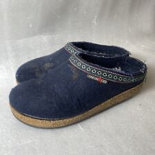 Haflinger Womens 38 /US 7 Blue Grizzly Heeled Wool Zig Zag Clogs Slippers