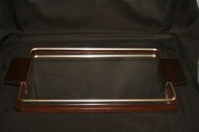 Plateau miroir ancien sur bois rectangulaire