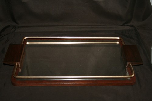 Plateau miroir ancien sur bois