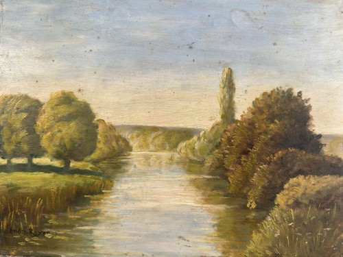 Huile sur panneau signée - ,