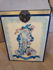 Vnt Christmas 1988 Enesco Blue Santa Jack in the Box Pere Noel Music Box Limited