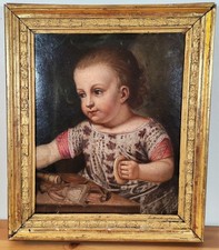 Portrait of a Child with Toys Oil/Panel 18th Century