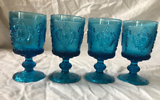 PORTIEUX WINE FOOT GLASSES EAU LOUIS XIV COLOR BLUE LE CREUSOT AL