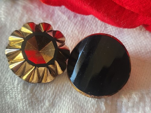 Duo boutons anciens verre - anciens, en
