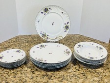 Royal Tettau Germany US Zone Violets Porcelain Dinnerware Set 18 Pc Vintage