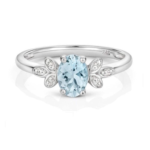 Bague aigue marine diamant - bague, aigue-marine