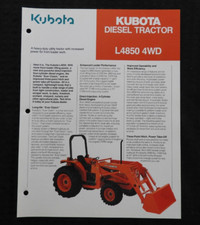 Véritable 1990 Kubota L4850 Diesel 4WD Compact Tracteur Catalogue Brochure Nice
