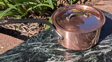 Mauviel France 1830 Copper Stainless Steel 6-1/2" Saucepan w/ Lid and Cast Iron