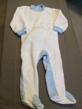 pyjama éponge Bébé  blanc et bleu ciel  6 mois Layette 