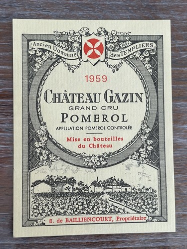 étiquette château gazin 1959 - château,