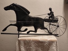Antique 32”Weathervane  Sulky Driver & Horse  Made of Copper 