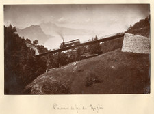 Switzerland, Rigi, Steam Locomotive No. 4, Mounted on the Massif Vintage Albumen Pri
