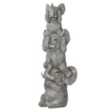 Statuette Déco en Résine "3 Éléphants" 32cm Gris