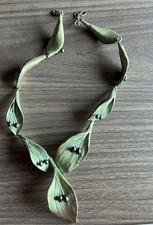 MICHAEL MICHAUD HOSTA NECKLACE CHOKER W/PEACOCK FRESH WATER PEARLS Ajustable