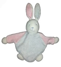 Doudou plat lapin rose gris