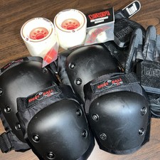 88WheelCo Longboard Wheels/Skid Gloves/Knee/Elbow Pads/Venom  Bushings Lot.