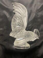 Lalique Coq Nain Frosted Crystal Rooster Bird 8.25" Figurine in Original Box