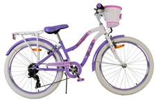 Joli vélo pour enfants Volare - filles - 24 pouces - violet - 7 vitesses