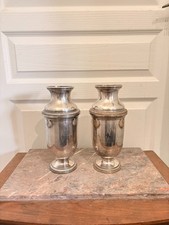 Ancien Paire Vase Métal Argenté Argenterie Christofle Galia Coquille Coquillage