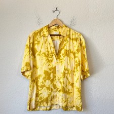 DRIES VAN NOTEN Cassi Shirt Mens M Yellow Tie Dye Button Up Short Sleeve Beach
