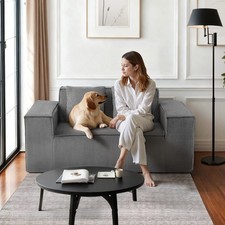 VEVOR Canapé 2 Places Causeuse de Salon Chambre en Velours Côtelé de 160 cm Gris