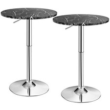 Costway 2PCS Round Pub Table Swivel Adjustable Bar Table w/Faux Marble Top Black