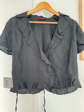 Haut cache coeur en lin noir