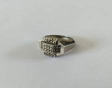 ANTIQUE ART DECO RING SOLID SILVER PAVING MARCASSITTES 1930 tank