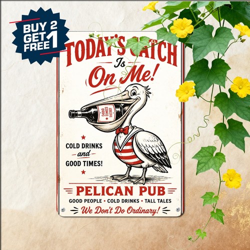 Funny pelican red - pelican, sign