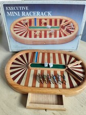 Mini Wooden Racerack Executive Set Complete Racing Small Horses Very Good Condition
