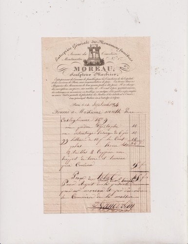 Septembre 1834 facture - septembre,