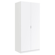 Armoire À 2 Portes 81,5x52x180h Couleur Blanche Avec Porte-Manteau Et 1 Étagère