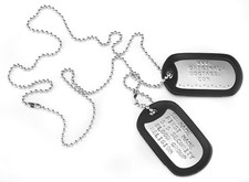 COLLIER PLAQUE MILITAIRE DOG TAGS ARMY ORIGINAL !