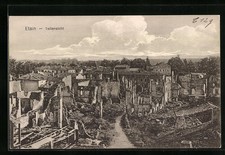 Old postcard tin, partial view 