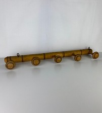 Gorgeous Vintage 5 Fathers Wooden Faux Bamboo Coat Holder 