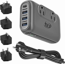 230W Step Down 220V to 110V Voltage Converter Travel Adapter with USBC/USB Ports