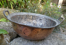 Small copper jam basin early 19th century with handles, tinned 25.5cm