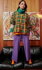 OBUS Check Plaid Flannelette Shirt Lagenlook Blouse Size 16