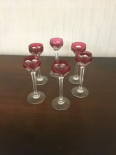 6 Baccarat Crystal Red Liquor / Foot Lenses (Price for 6)
