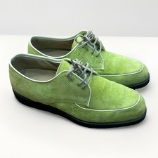 Vintage Hush Puppies Green Womens Oxford Leather Loafers Size 8.5 Lime 90s Shoes