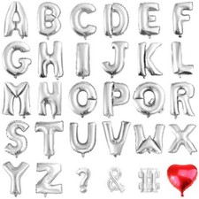 Folien-Ballon Luft-Ballon Lettres A-Z Argent 60CM XL Aufpusten Fête