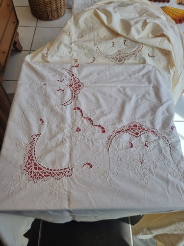 Ancienne nappe brodé - brodé, 12