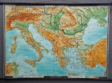 South East Europe Mural Map Vintage Rollable Wall Chart Poster