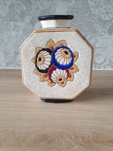Longwy vase art déco faïence - longwy,